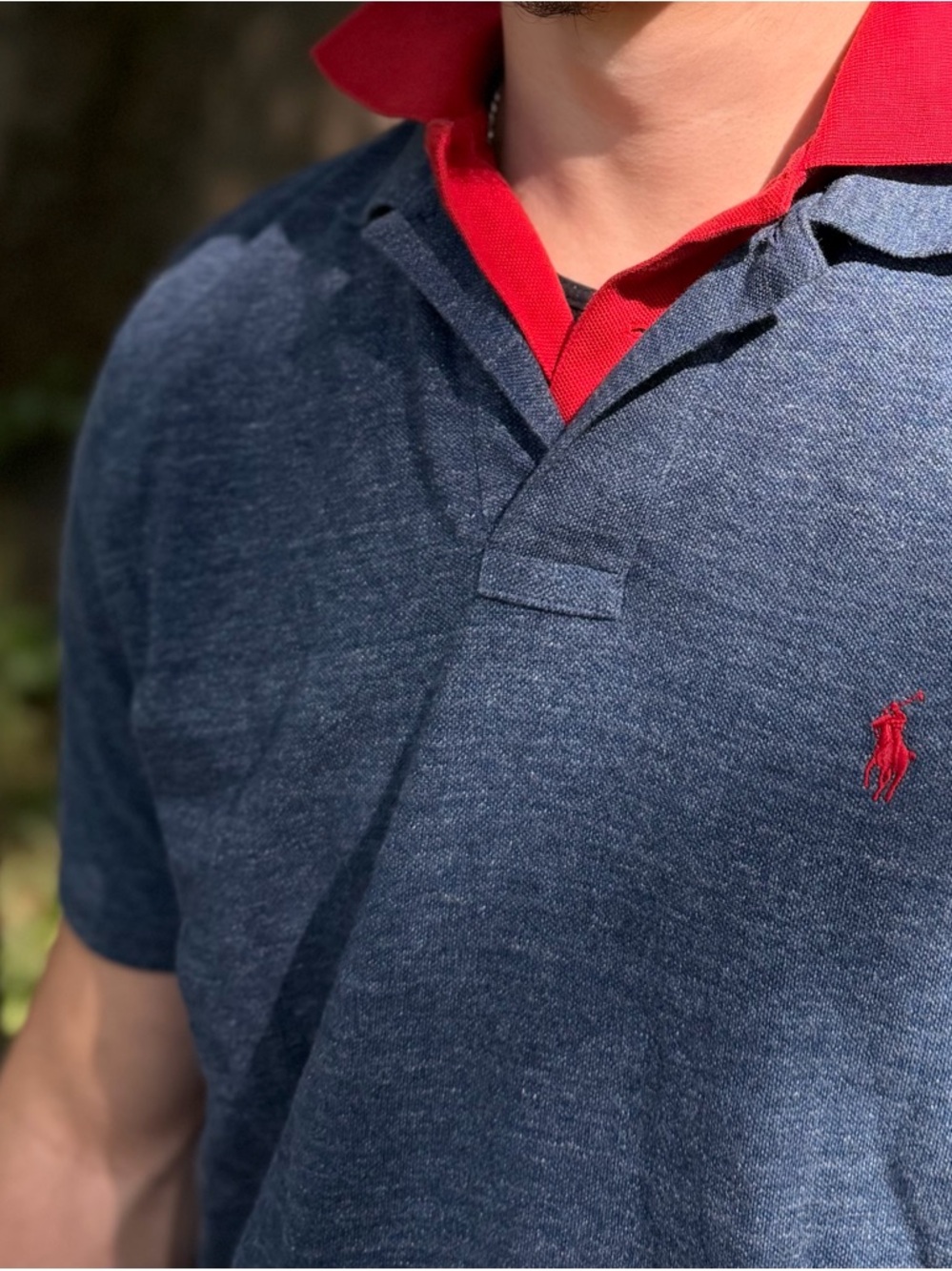 Ralph Lauren Navy Heather Polo SHIRT RED PONY LOGO EMBROIDERED MEN TENNIS RUGBY - Picture 11 of 16